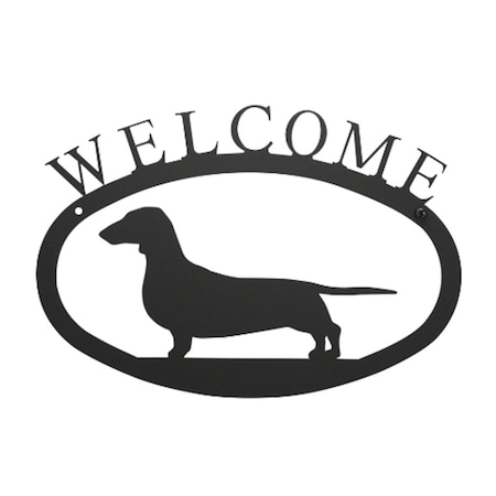 Village Wrought Iron Welcome Sign-Plaque - Dachsund-Dog WEL-241-S